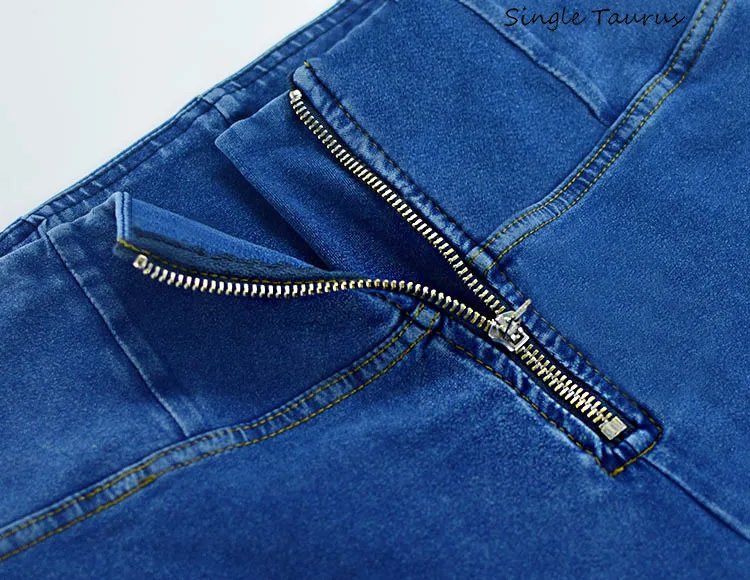 Baratos Pantalones vaqueros de cintura alta Push Up para Mujer Streetwear Skinny Denim Pants Mujer azul desgastado Jean algodón Spandex chándal Spodnie Damskie