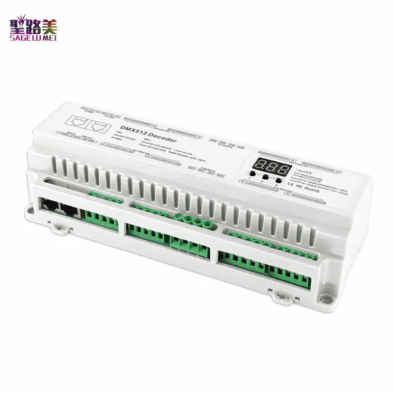 32 канала постоянного Напряжение светодиодный декодер контроллер BC-632-DIN DMX512/8bit/16bit RJ45 подключения RGB/RGBW для RGB Светодиодные ленты светильник