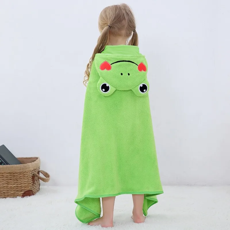 Nice Cartoon Hooded Beach Bath Towel Rabbit Frog Dog Elephant Children Girls Boys Summer Cloak Bath Towel 70x115cm