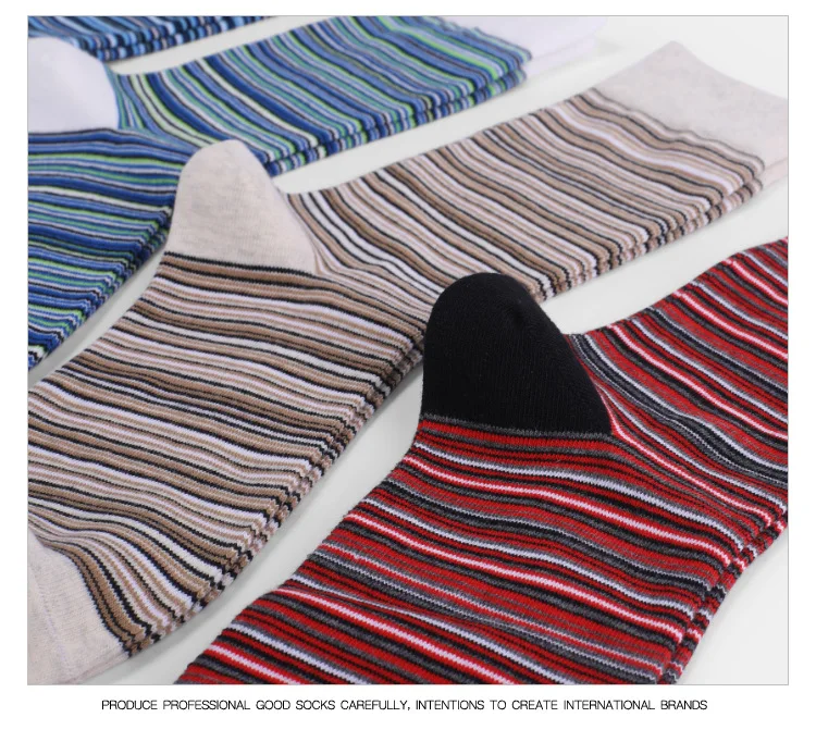 5 Pairs Large Colorful Striped Men's Cotton Socks Gradient Happy Mid Calf Man Thick Warm Sock High Quality Calcetines EU45 46 47