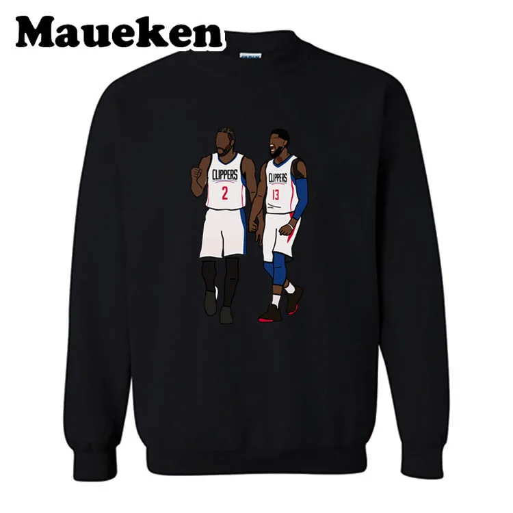 1 Мужские толстовки Kawhi Leonard 2 x Пол Джордж 13 LA толстовки с капюшоном толстый круглый воротник Осень Зима W19101310 - Цвет: 1
