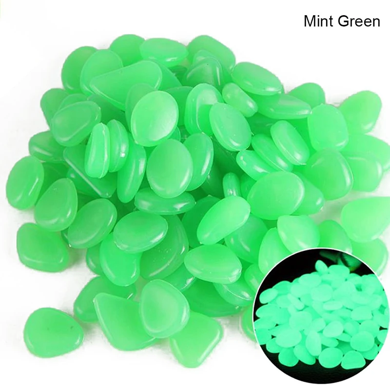 Mint Green 100 шт светится в темноте садовые камни светящиеся камни для дорожек садовая дорожка Патио газон сад двор Декор светящиеся камни - Цвет: Mint Green