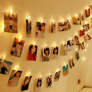 

Photo Hanging Clips String Light Photo Collage Display Led Twinkle Light with Clip Home Bedroom Wall Decoration for Picture Card