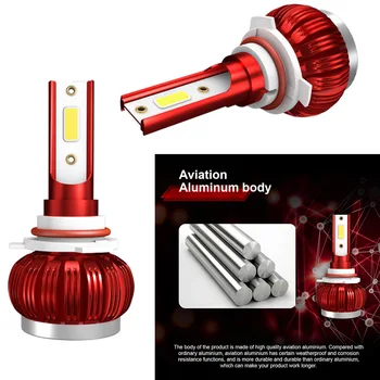 

K1 9006 HB4 Auto Car LED Headlight Bulbs Conversion Kit White COB Headlamp High Low Beam 6000K 2Pcs