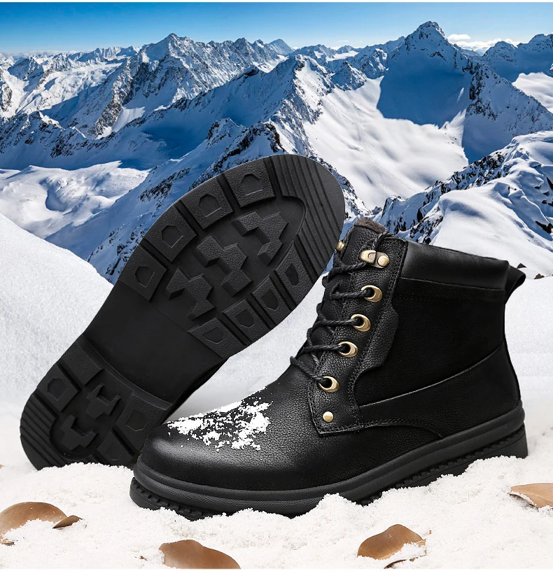 Повседневные мужские ботинки из натуральной кожи; Зимние ботильоны; модная обувь на шнуровке; мужские зимние ботинки высокого качества в
