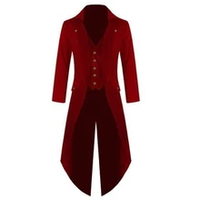 Мужской смокинг, костюм в стиле панк, винтажный, с отворотом, с длинными рукавами, на пуговицах, однотонный