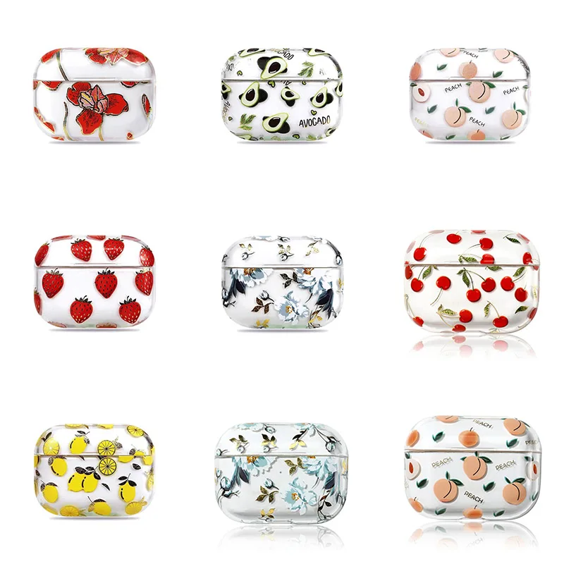 

New Arrival Earphone Protective Case for Apple Airpods 3 Fruit Pattern Transparent Hard PC Cover for AirPods Pro Case
