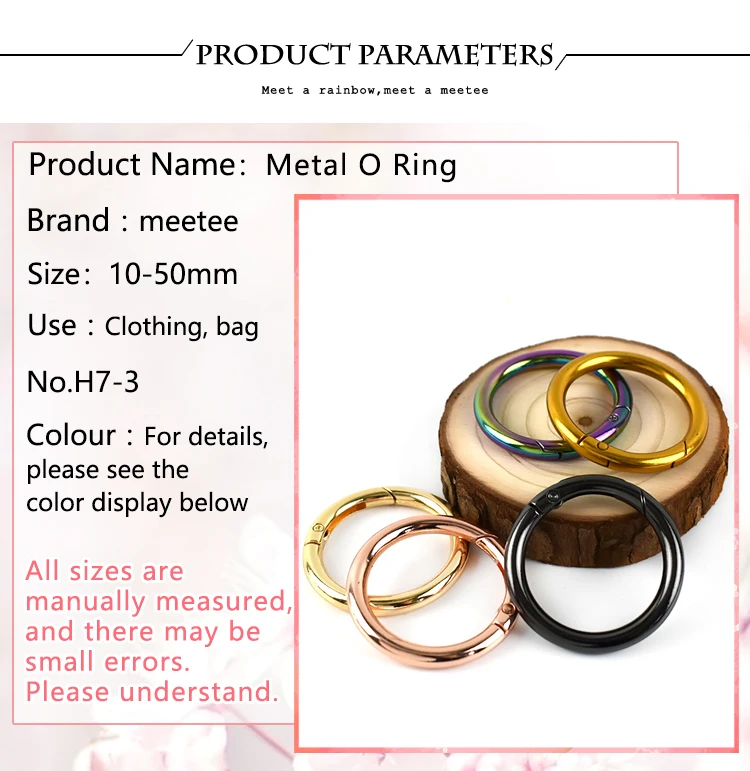 20pcs Meetee 10-50mm Metal Spring O Ring Round Openable Round Snap Hook for Bag Strap Keychain Pendant DIY Sewing Accessories