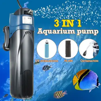 

3 in 1 5W Aquarium Filter Pump with UV Lamp UV Sterilizer Lights Fish Tank Submersible Oxygen Water Treatment Purifier