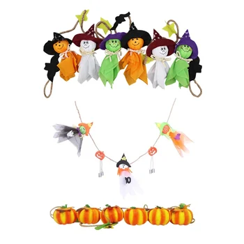 

Halloween Hanging Decoration Doll Pumpkin Ghost Doll Bells String Pendant For Halloween Party Bar Living Room Wall Ornament