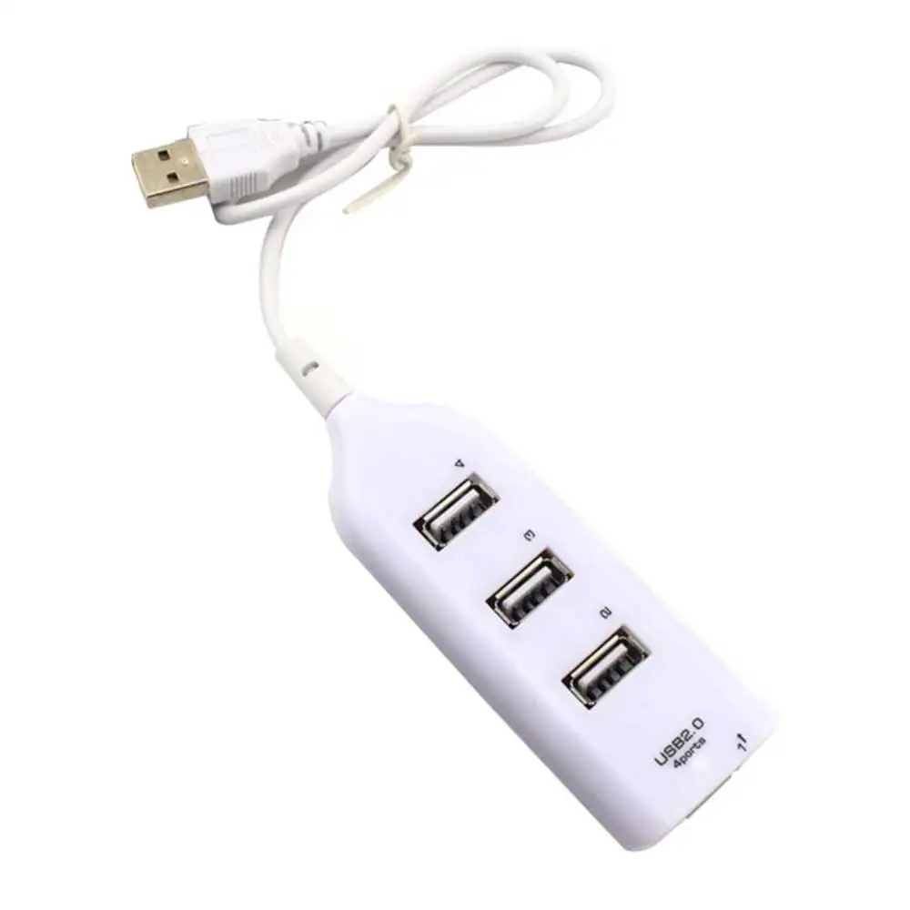 white Высокоскоростной 45 см 4 порта usb-хаб Mini USB 2,0 сплиттер адаптер для ПК компьютер мобильный телефон портативный USB2.0 соединительный узел - Цвет: white