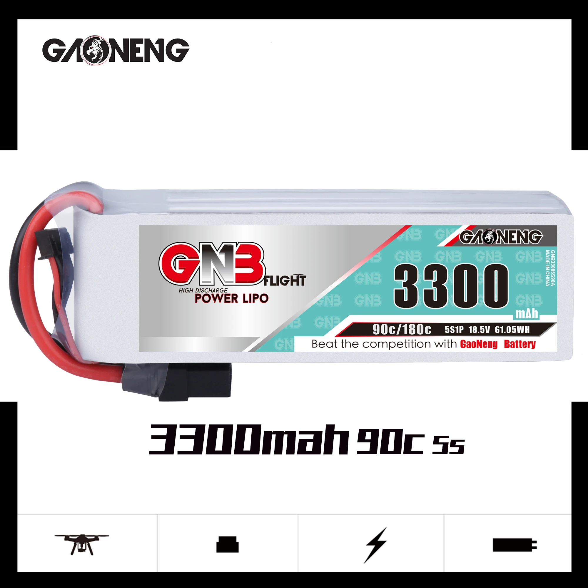 Gaoneng GNB 3300 мА/ч 5S 90C 14 8 V Lipo Батарея XT60 XT90 Т-образный разъем с неподвижным крылом
