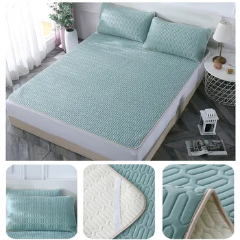 

2020 Summer Tencel Washed Latex Mat Three-piece Washable Foldable Breathable Ice Silk Mat Soft Mat bedroom rest indoor