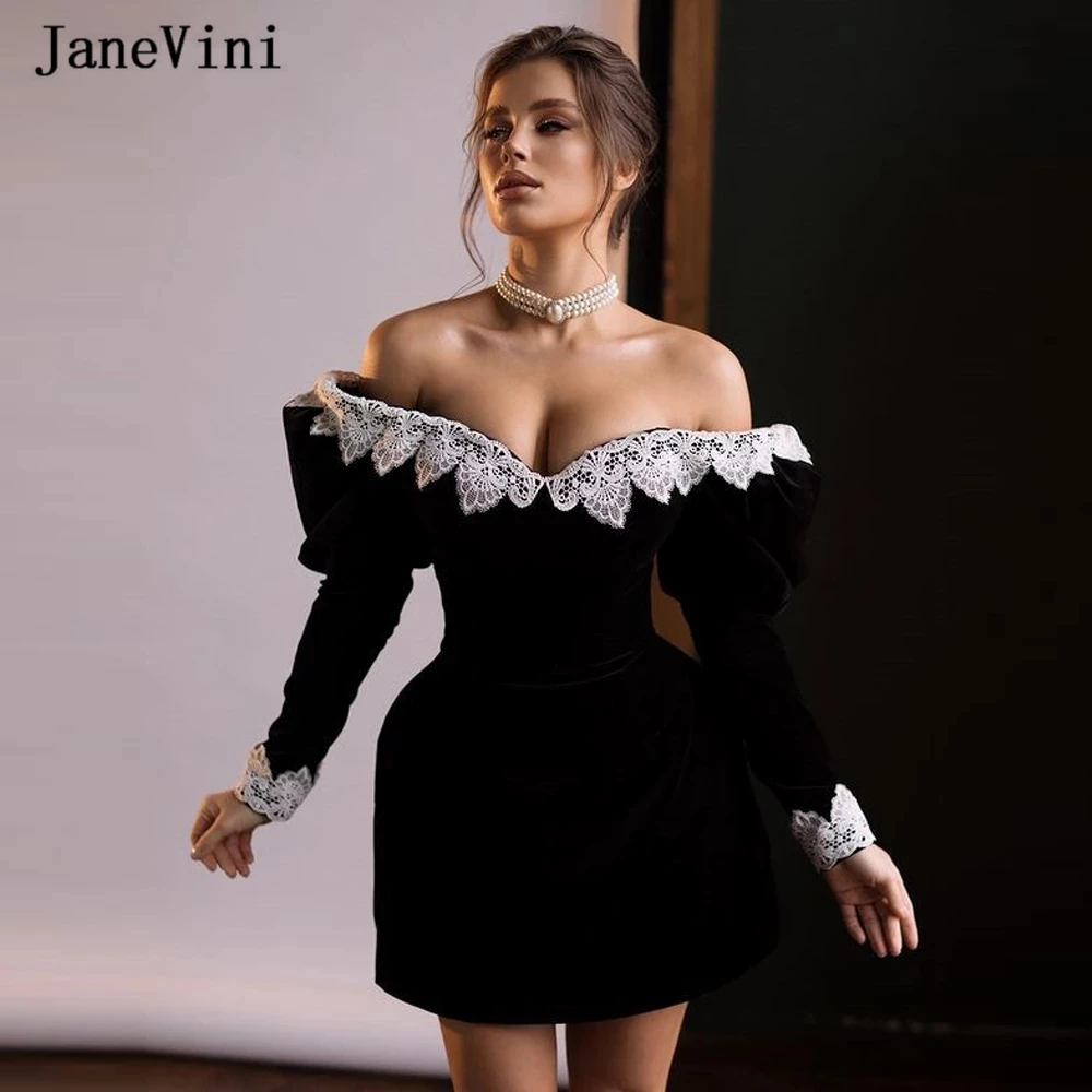 Сексуальное бархатное Черное вечернее платье jaevini с открытыми плечами пышными