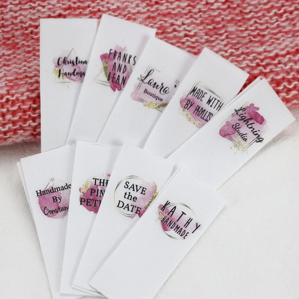 Custom Clothing Label-Personalized Brand Organic Cotton Webbing Tags Logo or Text Sewing Washable Cream Label(5263) | Дом и сад