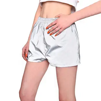 

Women Reflective Shorts Fitness High Waist Elastic Dance Riding Shorts Women's Workout Yoga Shorts Pants