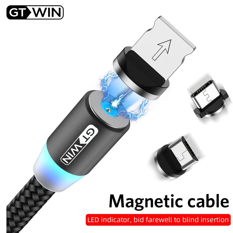 

GTWIN 1M 2M Magnetic USB Cable Fast Charging USB Type C Micro USB Cable Magnet Charge Cable Cord For Iphone XS X Samsung S10 S9