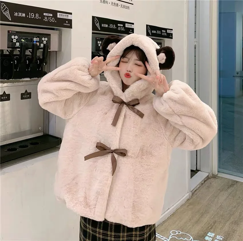 Plus Size Sherpa Coat Women's Winter Lamb Wool Coat, Y2K Student