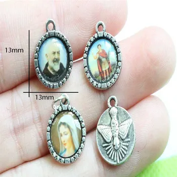 

100 pieces / Cross pendant of the Catholic Virgin Peace Dove icon, religious mini medal of the flat dove icon, peace dove pendan