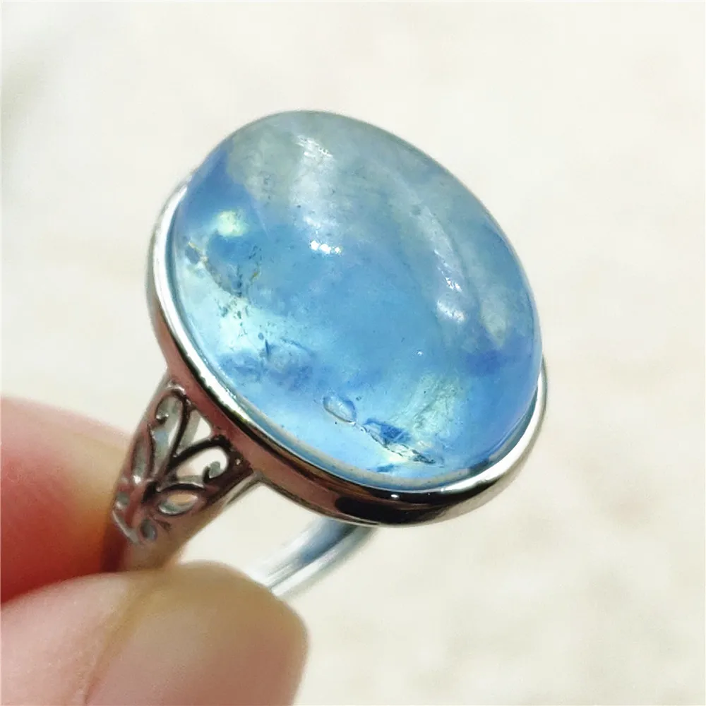 jewellery shop near me Genuine Natural Blue Aquamarine Clear Oval Ring Adjustable Crystal Size 925 Silver Aquamarine Ring Gemstone AAAAA nose pin