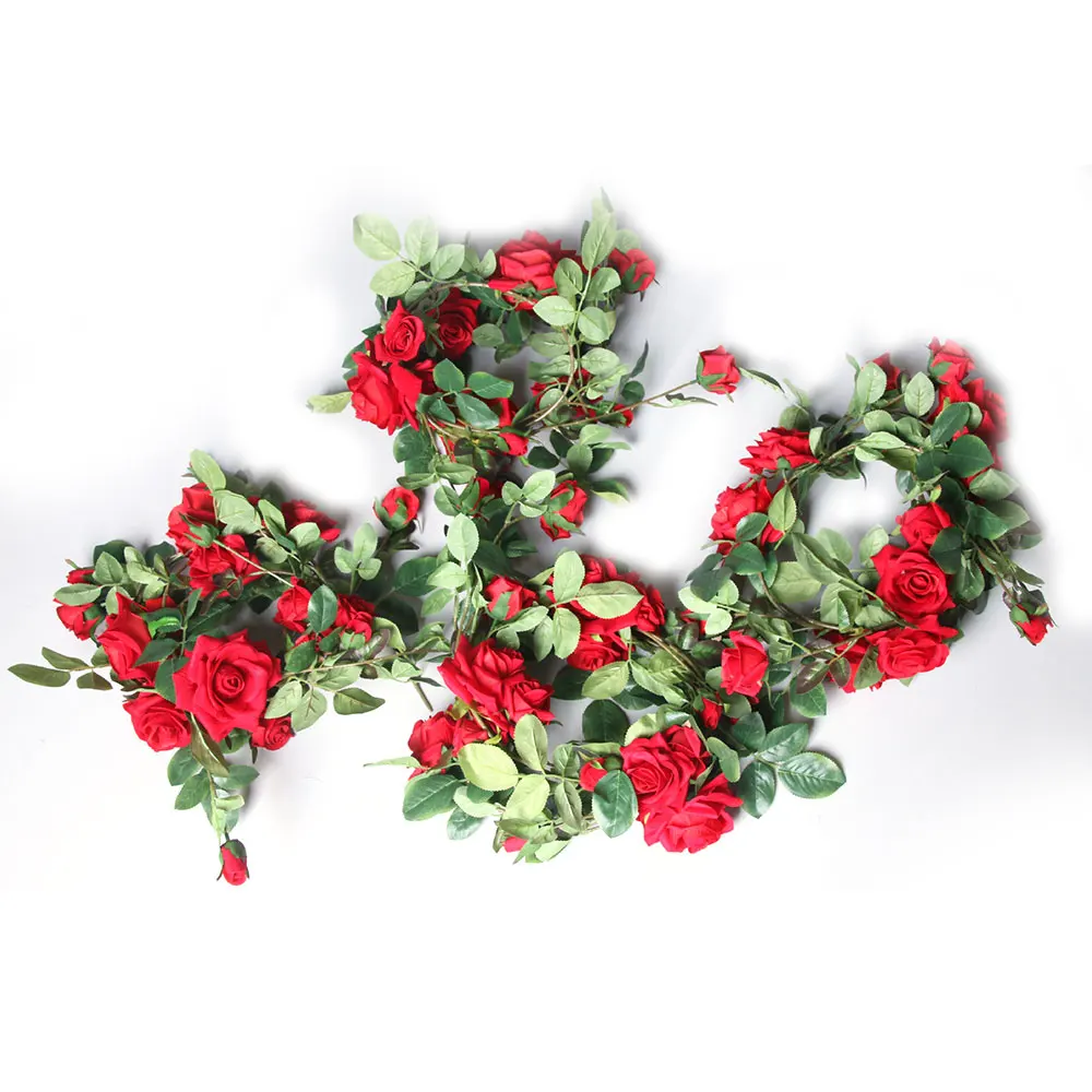Ivy Vine Artificial Flowers Wedding Decorations Silk Rose Arch Decor With Green Leaves Hanging Wall Garland With Green Leaves