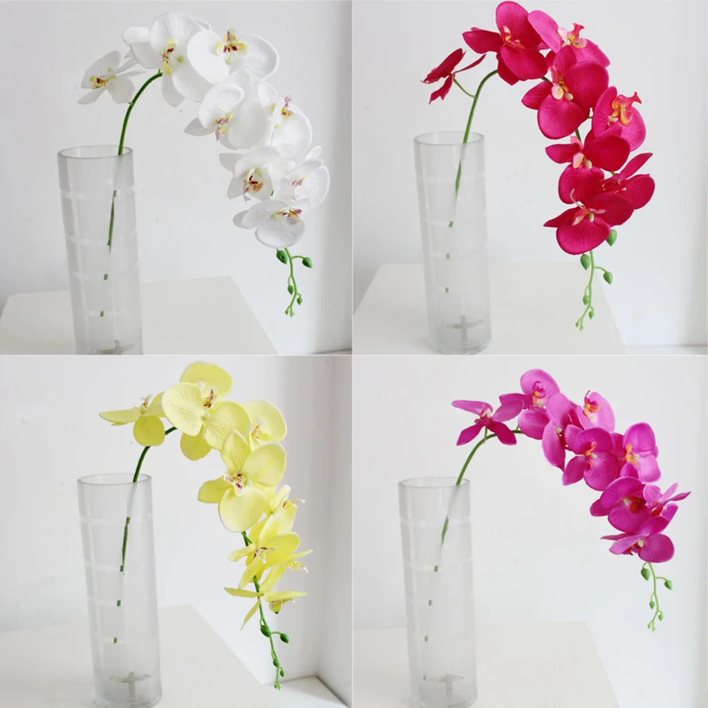 Desk Tabletop Artificial Fake 9 Head 93cm Silk Orchid Flower Long Stand Deco