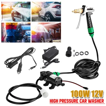 

Audew 12V 100W High Pressure Car Electric Washer Squirt Sprayer Self-priming Pump Clean Kit+Home use Power Adapter