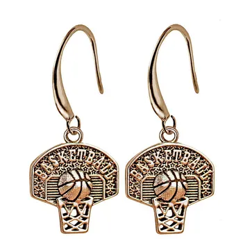 

Tiny Antique Gold Basketball Charm Dangle Earrings Sport Earrings Little Small Sports Fan Jewelry Women Gift
