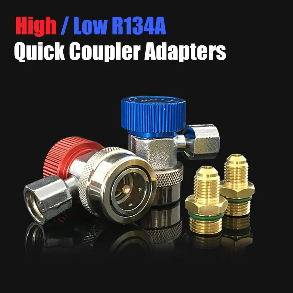 R134A Adjuatable High Low Quick Coupler Connector Adapters Type AC Manifold Gauge Auto Set for A/C Brass Adapter | Автомобили и