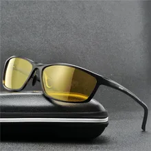 Брендовые дизайнерские прямоугольные очки ночного видения, мужские очки из алюминиево-магниевого сплава, мужские поляризованные очки для ночного вождения, UV400 NX