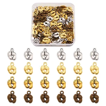 

200pcs/box Antique Tibetan Style Alloy Foot Print Pendants For DIY Dangle Earring Necklace Making Decor Accessories