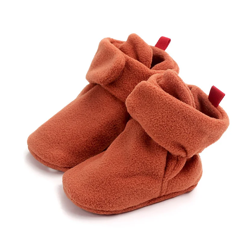Orange brown Зимняя детская обувь с мягкой подошвой для малышей, начинающих ходить, для новорожденных сапоги для маленьких мальчиков и девочек, обувь для малышей Bebe, зимние ботинки теплые детские носки обувь - Цвет: Orange brown