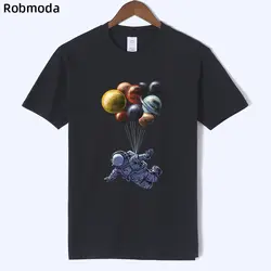 Новая модная летняя мужская футболка с короткими рукавами и принтом надувной космонавт удобная повседневная мужская футболка из 100% хлопка