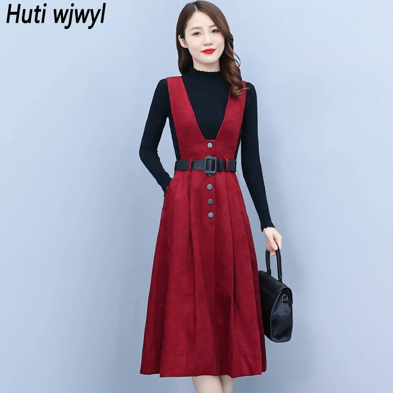 red dress woolen Sweater Dress in Candy Red