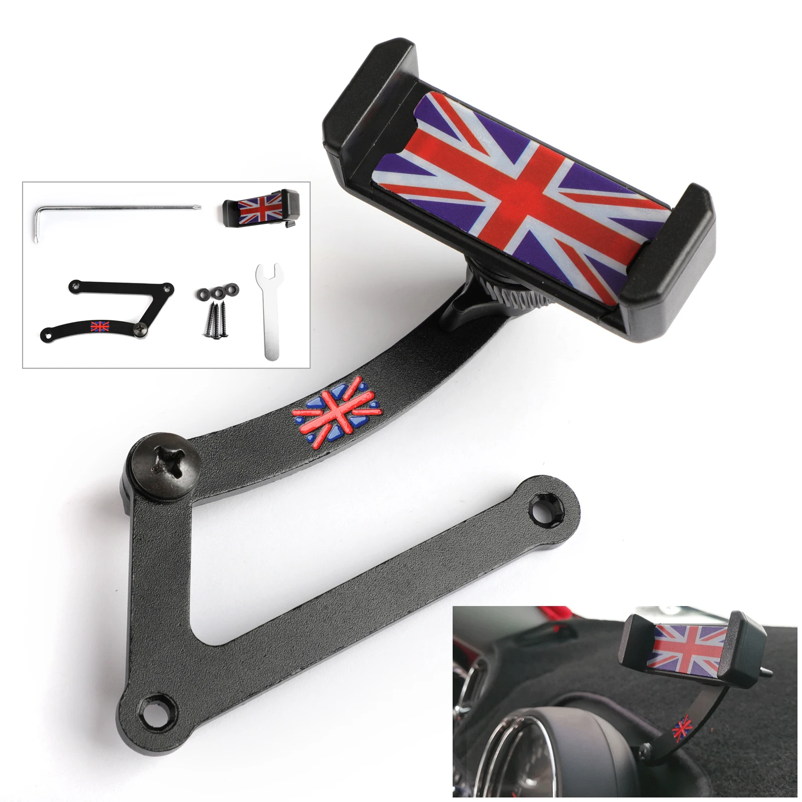 Areyourshop Union Jack автомобильное крепление сотового телефона складной держатель для Mini Cooper R55 R56 F54 F55 Автомобильный держатель для мобильного телефона набор автозапчастей