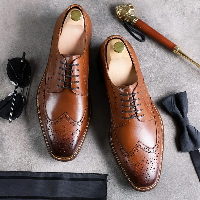 Mens formal shoes suede leather oxford shoes for men dressing wedding men's brogues office shoes lace up male zapatos de hombre