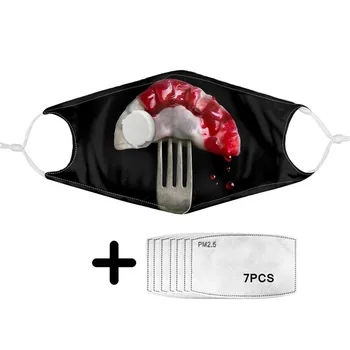 

Creative Food 3D Print Masks with PM2.5 Filters Women Non-disposable Polyester Mask on Face Daily Outdoor Protect Cover Custom