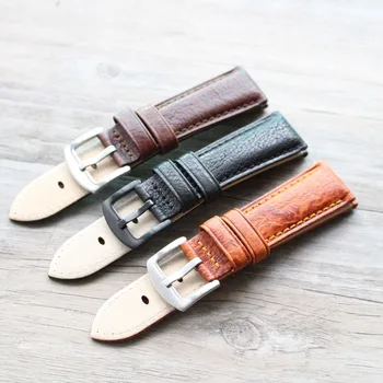 

Handmade Italy Shay Pattern Fossil Leather Watch Strap 20 22MM Retro Men's First Layer Cow Leather Watch Strap