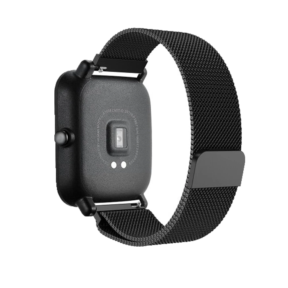 4in1 Smartwatch Accessories For Xiaomi Huami Amazfit Bip Strap Stainless Steel Bracelet Magnet With Plating Case Protector Film