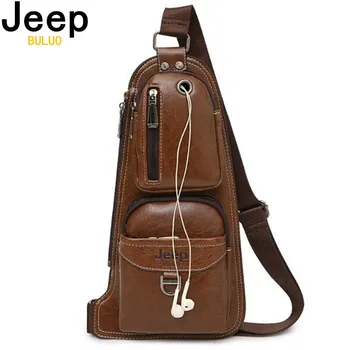 JEEP BULUO-브랜드 뉴 남성 메신저 백, 인기 크로스 바디 백, 유명한 남성 가죽 슬링 체스트 백, 패션 캐주얼 6196