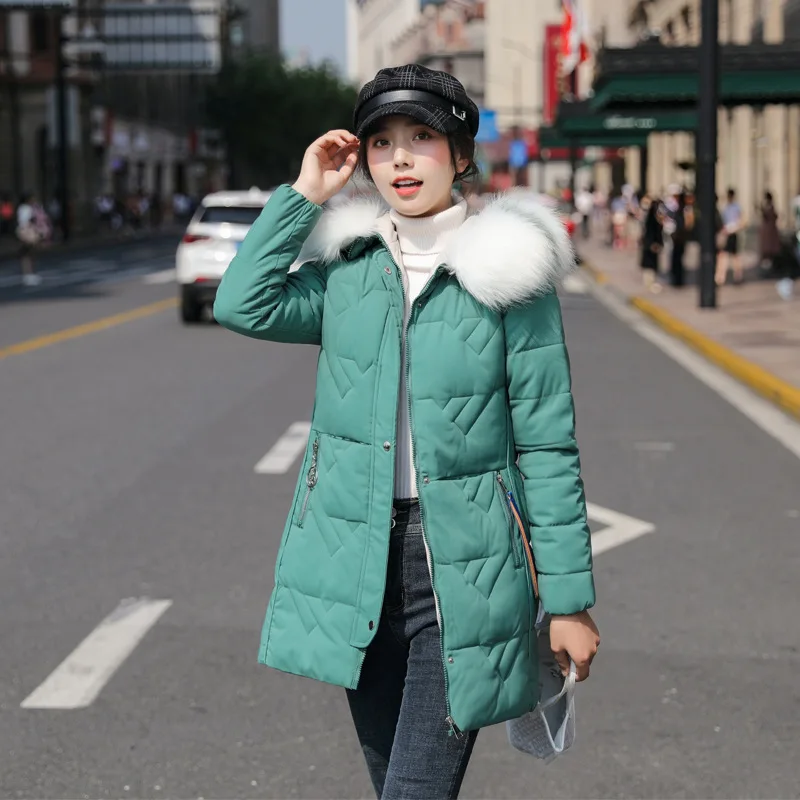

Large Fur Collar down Jacket Cotton-padded Clothes Women's Mid-length 2019 Winter New Style Korean-style Slim Fit Slimming Thick