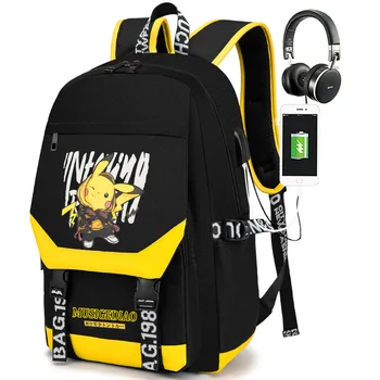 

Pokemon USB Port Backpack Casual Zipper School Bags Students Cartoon Pikachu Book Boys Man Large Capacity Travel Mochila