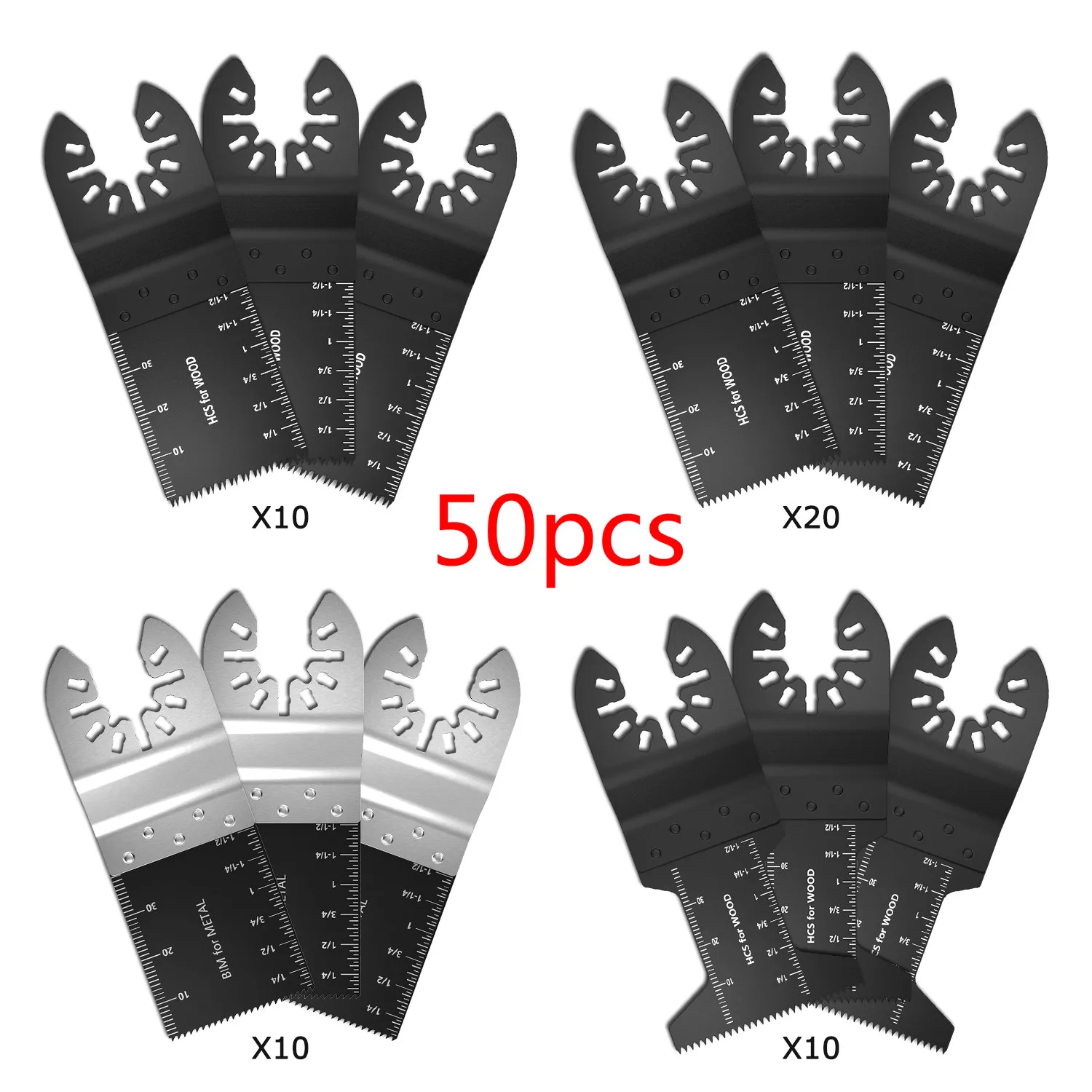 type7-50pcs 24 шт. многофункциональные биметаллические прецизионные пильные диски, Осциллирующее лезвие, набор для резки древесины, инструмент для ДСП, дисковая пила - Цвет: type7-50pcs