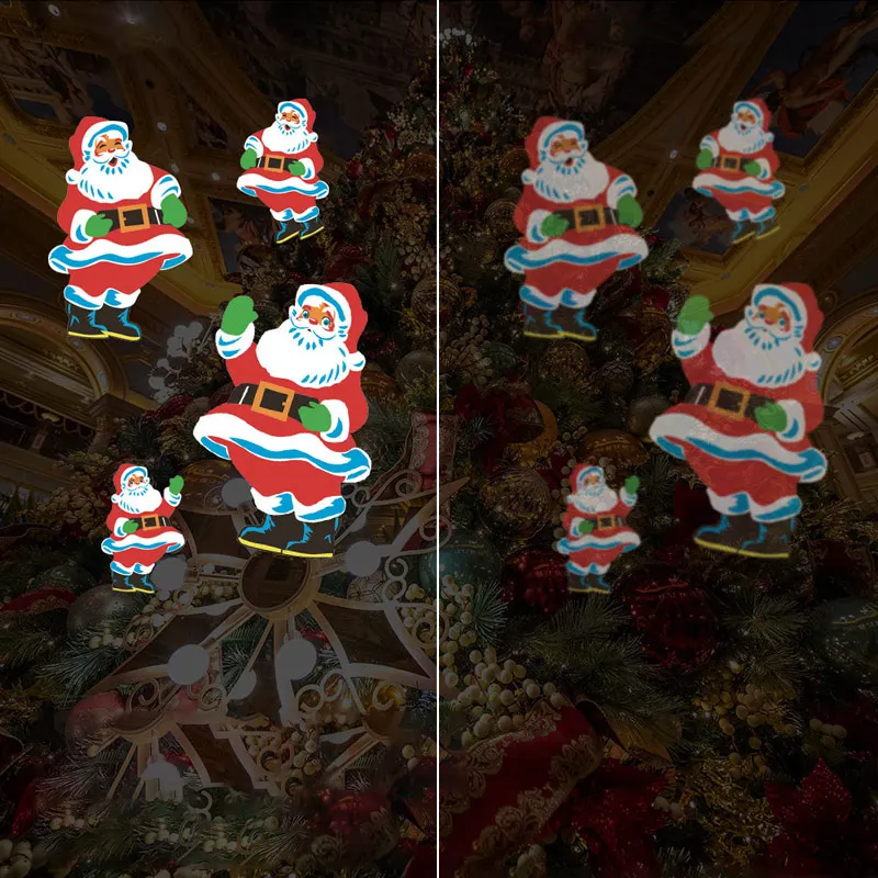Светодиодный проектор на Рождество, Хэллоуин, с рисунком, может меняться в виде карты, праздничный узор, вращающаяся супер яркая пленка