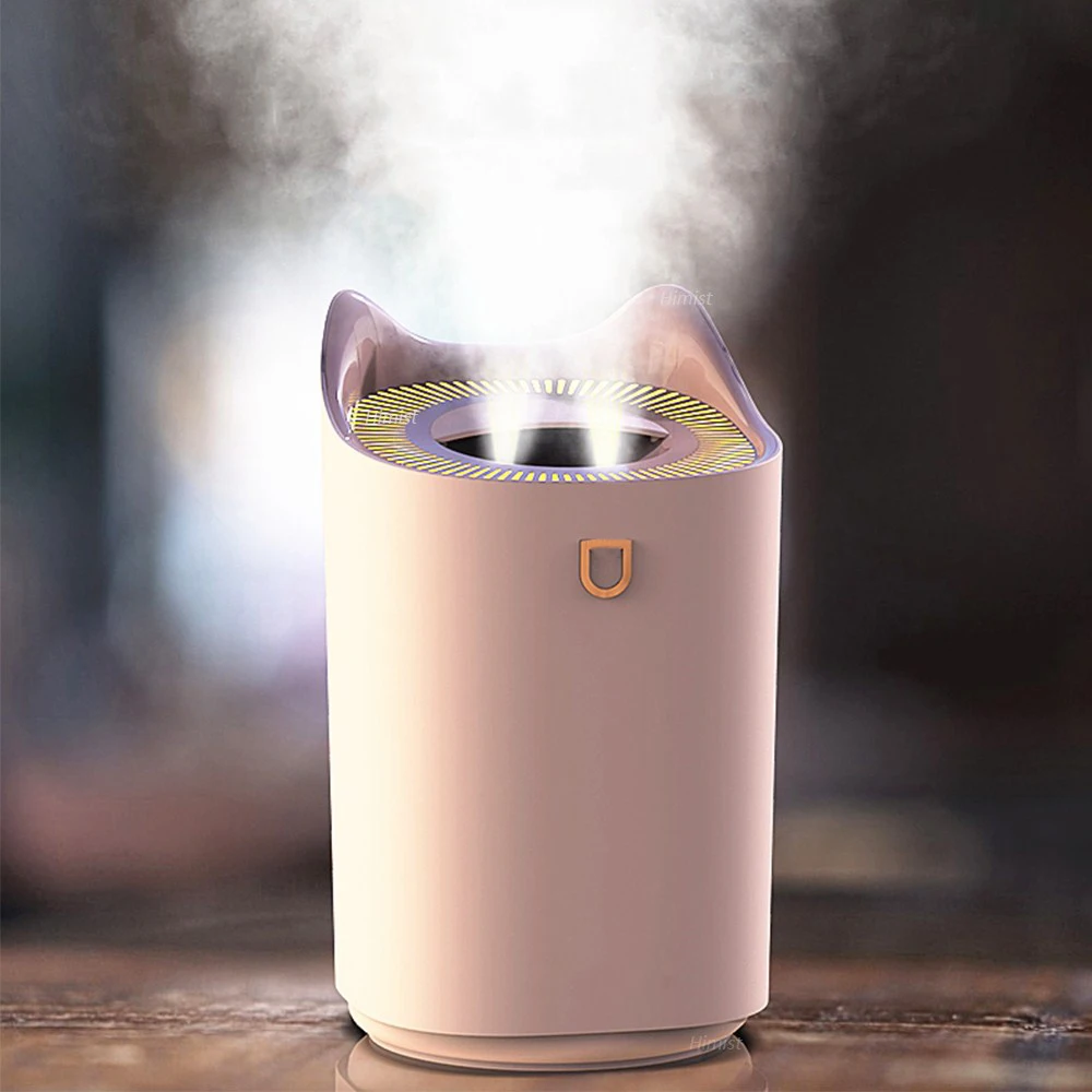 Wireless/USB Cute Double Nozzle Air Humidifier 500ml Home Air Humidifier  With Colorful Night Light, Aroma Essential Oil Diffuser