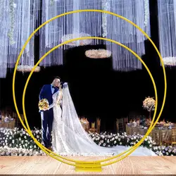 Cadre d'arc à Double cercle de 180cm + 150cm, arrière plan de support de ballons de fleurs en plein air de fête de mariage, fournitures de décoration 