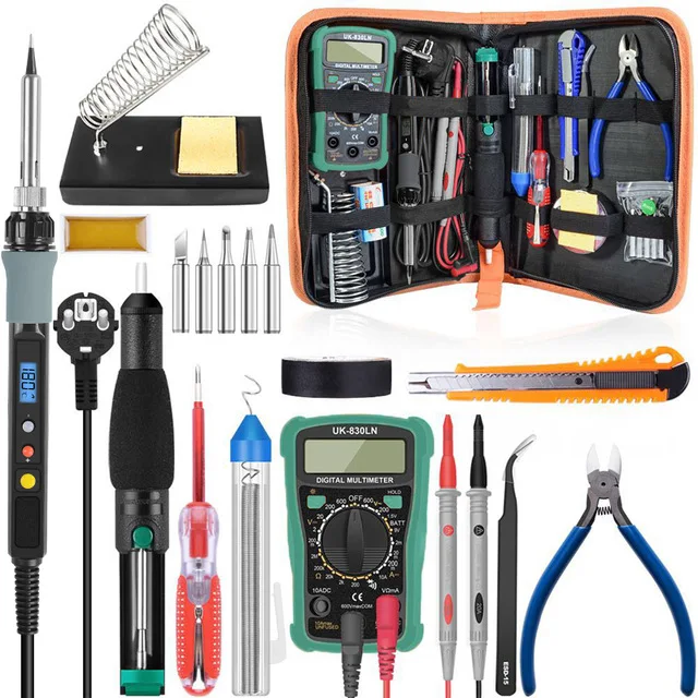 Handskit 110V/220V 80W Adjustable Temperature Electric Digital Soldering Iron Kit With Multimeter Welding Tool | Инструменты
