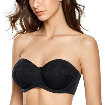 

Women's Multi-way Strapless Bra Plus Size Non-padded Underwire Convertible Support Floral Lace Bra Lingerie for Woman 42 44 G H