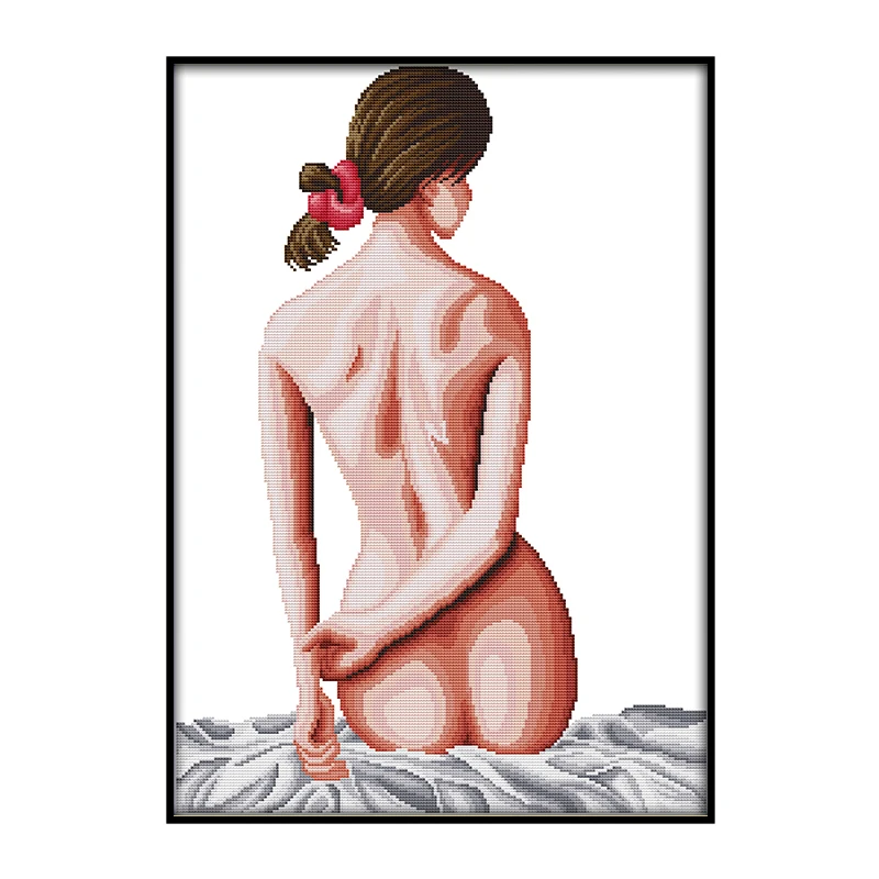 

Stamped Cross Stitch 11ct Embroidery Cross Stitch Patterns A Woman's Back Shadow Cross Stitch Kit Sets Printed Cross Stitch Kits