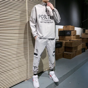 

High Quality Men's Casual Printed Pullover + Sweatpants 2PCS Set Men Elastic Waist Jogging Tracksuit Male 2020 New Men Clothing